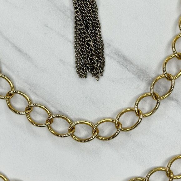 Y2K Gold Tone Chain Link Belt Tassel Charm Extra Small/Small (XS/S) ✨ - Picture 7 of 8